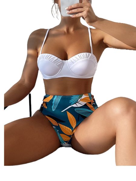 tropical print ruched push up high waisted bikini swimsuit r5z2#, White;black
tropical print ruched push up high waisted bikini swimsuit r5z2#, White;black