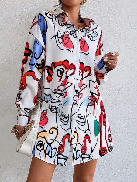 abstract figure graphic drop shoulder shirt dress without belt j8g2#, Black;gray
abstract figure graphic drop shoulder shirt dress without belt j8g2#, Black;gray