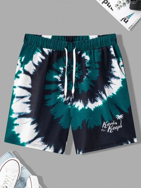men letter graphic tie dye shorts j8wo#, White;black