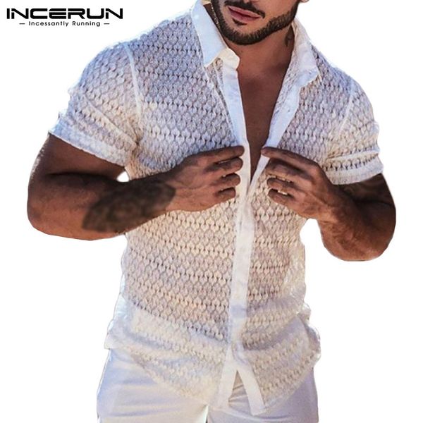 men mesh shirt lace lapel short sleeve streetwear see through casual party nightclub shirts camisas 5xl incerun 7 220606, White;black
men mesh shirt lace lapel short sleeve streetwear see through casual party nightclub shirts camisas 5xl incerun 7 220606, White;black