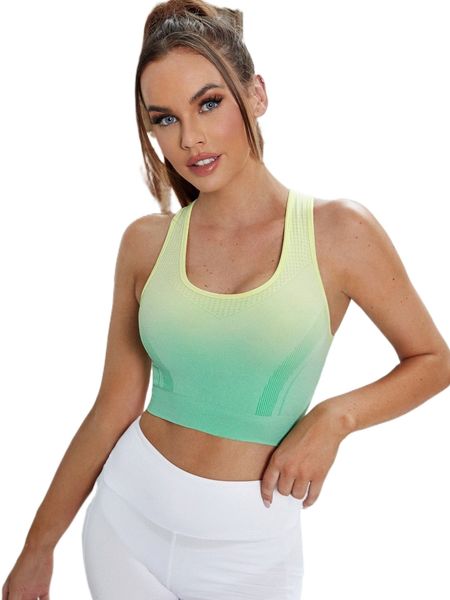 ombre racer back sports bra e75o#, Gray
