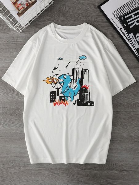 men cartoon graphic tee l2sz#, White;black