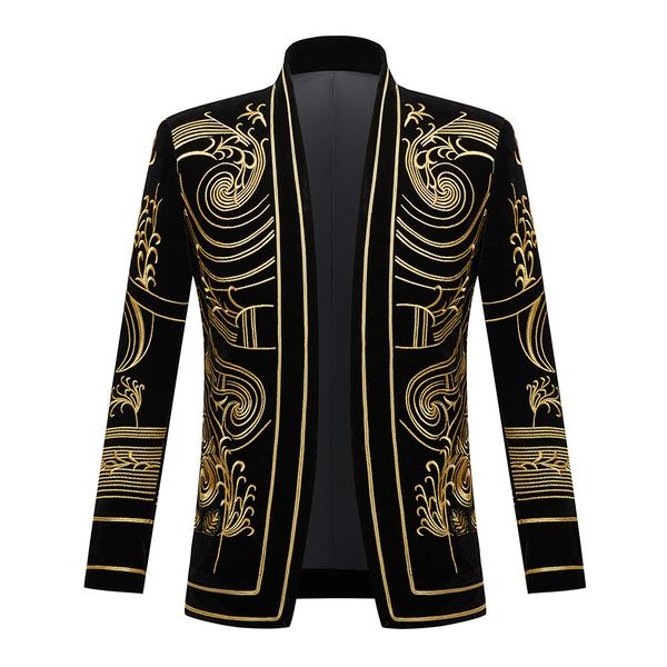 men's suits & blazers suit jacket singer stage performance costume gold embroidered personalized men's, White;black
men's suits & blazers suit jacket singer stage performance costume gold embroidered personalized men's, White;black