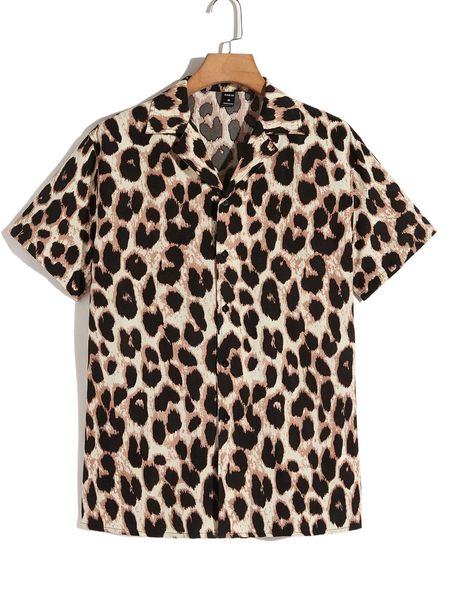 men leopard print shirt 18ak#, White;black