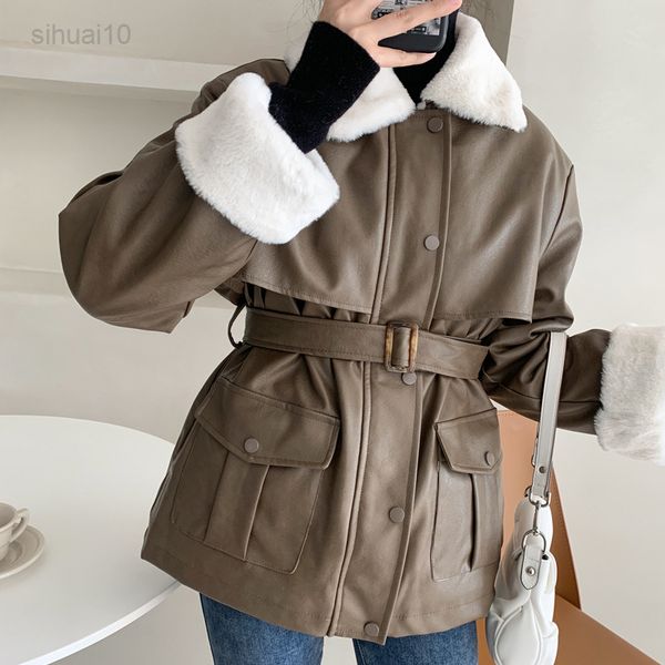 qingwen winter jacket women korean fashion pu fur one piece fur collar lace up plush parka motorcycle cotton jacket manteau femme l220725, Black
qingwen winter jacket women korean fashion pu fur one piece fur collar lace up plush parka motorcycle cotton jacket manteau femme l220725, Black