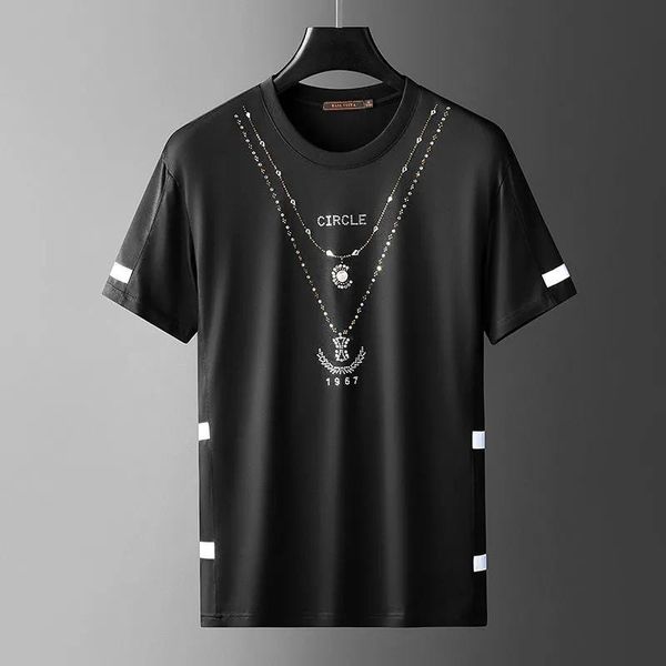 european luxury fashion necklace diamond mens short sleeve tshirt summer trend mercerized cotton half sleeve 20622, White;black
european luxury fashion necklace diamond mens short sleeve tshirt summer trend mercerized cotton half sleeve 20622, White;black