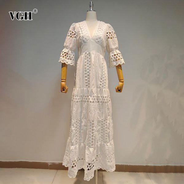 elegant white midi dress for women v neck half sleeve high waist hollow out spring dresses female fashionable clothing 210507, Black;gray
elegant white midi dress for women v neck half sleeve high waist hollow out spring dresses female fashionable clothing 210507, Black;gray
