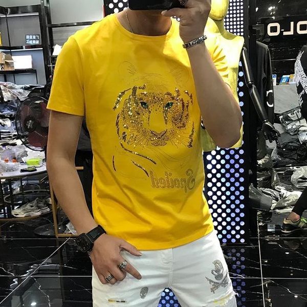 2022 summer new men's clothing drill all-match fashion tiger head ice silk t-shirt plus size homme tee clothing, White;black
2022 summer new men's clothing drill all-match fashion tiger head ice silk t-shirt plus size homme tee clothing, White;black