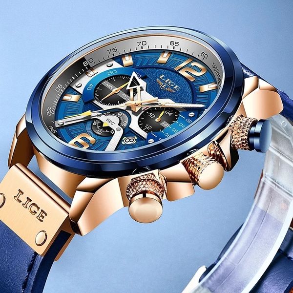 2021 lige men watches brand luxury blue leather chronograph sport watch for men fashion date waterproof clock reloj hombre, Silver
2021 lige men watches brand luxury blue leather chronograph sport watch for men fashion date waterproof clock reloj hombre, Silver