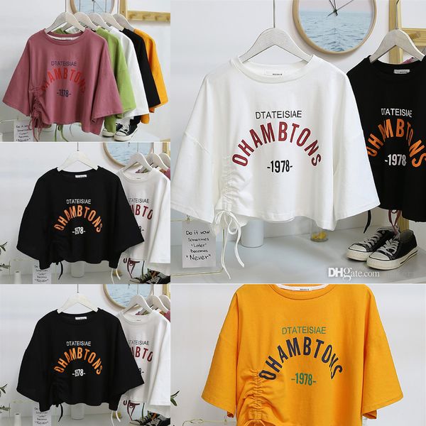 2022 women t shirt crop fashion printing drawstring design temperament short sleeve t-shirt shirts for summer ladies outfit, White
2022 women t shirt crop fashion printing drawstring design temperament short sleeve t-shirt shirts for summer ladies outfit, White