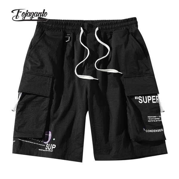 fojaganto men summer cargo shorts trend brand high street drawstring knee length fashion printing casual male 220520, White;black
fojaganto men summer cargo shorts trend brand high street drawstring knee length fashion printing casual male 220520, White;black
