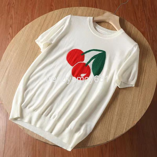 women's knits & tees 22 spring youth aging fabric fried soft waxy chest cherry jacquard thin knitted round neck short sleeve t-shirt, White
women's knits & tees 22 spring youth aging fabric fried soft waxy chest cherry jacquard thin knitted round neck short sleeve t-shirt, White