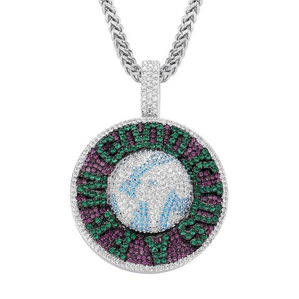pendant necklaces hip hop necklace rotatable earth men's tide brand out micro-paved colored zircon penda, Silver
pendant necklaces hip hop necklace rotatable earth men's tide brand out micro-paved colored zircon penda, Silver