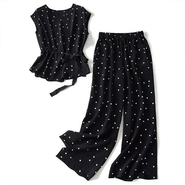 women's two piece pants matching suit polka dot chiffon trousers two-piece large size 2022 summer korean fashion retro casual wide leg, White
women's two piece pants matching suit polka dot chiffon trousers two-piece large size 2022 summer korean fashion retro casual wide leg, White