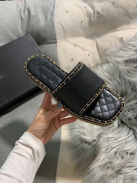 luxury designer slipper summer woman metal chain rhombus shape pantoufle sandales foam runner sliders, Black
luxury designer slipper summer woman metal chain rhombus shape pantoufle sandales foam runner sliders, Black