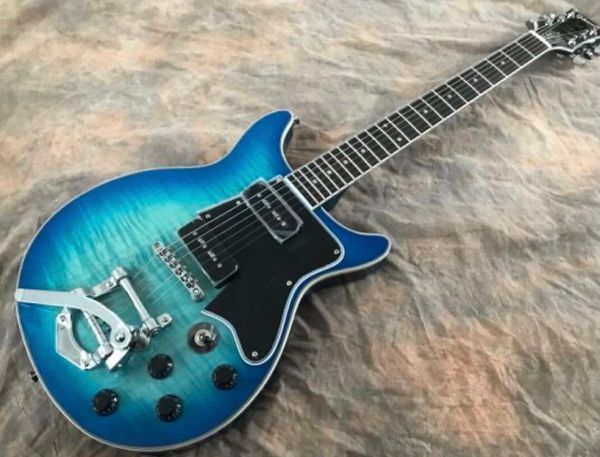 lp junior electric guitar neck through body fingerboard ebony a flame maple pickup p-90 dog ear tremolo color blue
lp junior electric guitar neck through body fingerboard ebony a flame maple pickup p-90 dog ear tremolo color blue