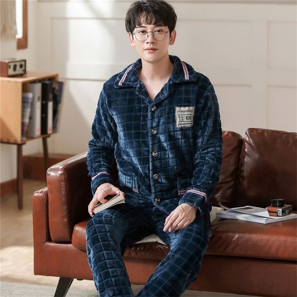 autumn winter flannel cartoon men s pyjamas striped thicken pajamas set casual male sleepwear pyjamas night pijamas homewear lj201113, Black;brown
autumn winter flannel cartoon men s pyjamas striped thicken pajamas set casual male sleepwear pyjamas night pijamas homewear lj201113, Black;brown