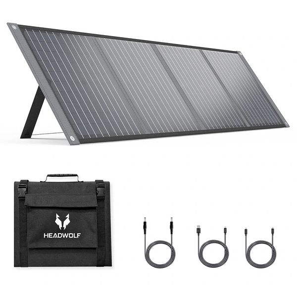 headwolf s100 100w 18v portable solar panel foldable ip65 waterproof solar panel for power station