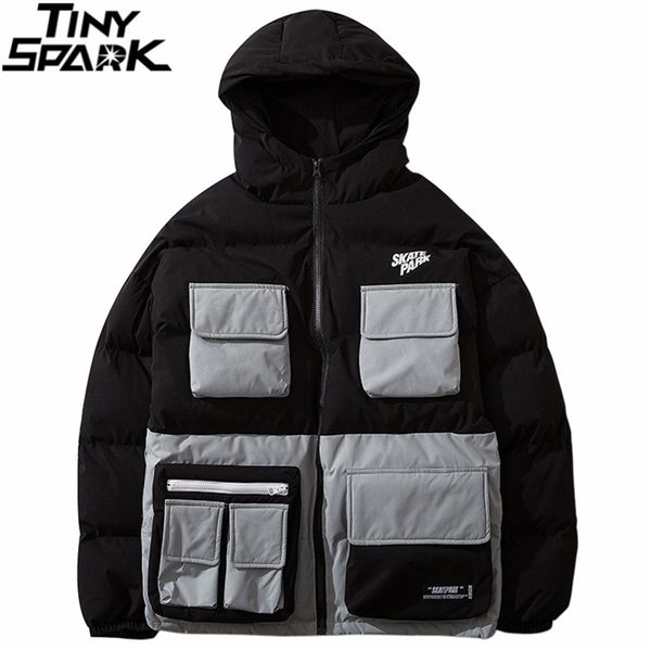 hip hop multi pockets jacket parka men color block patchwork streetwear hooded jacket harajuku cotton winter padded jacket coat 201127, Black
hip hop multi pockets jacket parka men color block patchwork streetwear hooded jacket harajuku cotton winter padded jacket coat 201127, Black