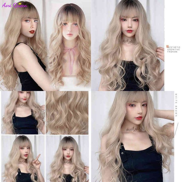 as long light platinum blonde wigs with bangs brown roots synthetic wavy for women heat resistant natural faker hair 220622, Black
as long light platinum blonde wigs with bangs brown roots synthetic wavy for women heat resistant natural faker hair 220622, Black