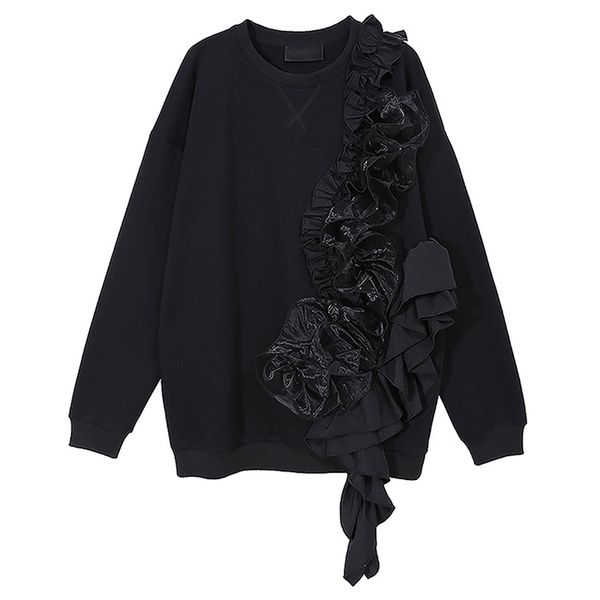 eam loose fit gray ruffles irregular sweatshirt round neck long sleeve women big size fashion spring autumn 1dd0106 201202, Black
eam loose fit gray ruffles irregular sweatshirt round neck long sleeve women big size fashion spring autumn 1dd0106 201202, Black