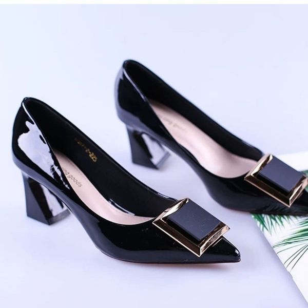 square buckle fashion ol office shoes women's concise patent leather shallow high heels shoes pointed toe women pumps 220620, Black
square buckle fashion ol office shoes women's concise patent leather shallow high heels shoes pointed toe women pumps 220620, Black