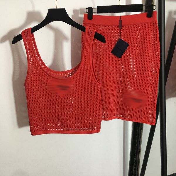 405 2022 spring summer crew neck two pieces sets women's two piece dress sleeveless pullover black red brand same style fashion sweater, White
405 2022 spring summer crew neck two pieces sets women's two piece dress sleeveless pullover black red brand same style fashion sweater, White