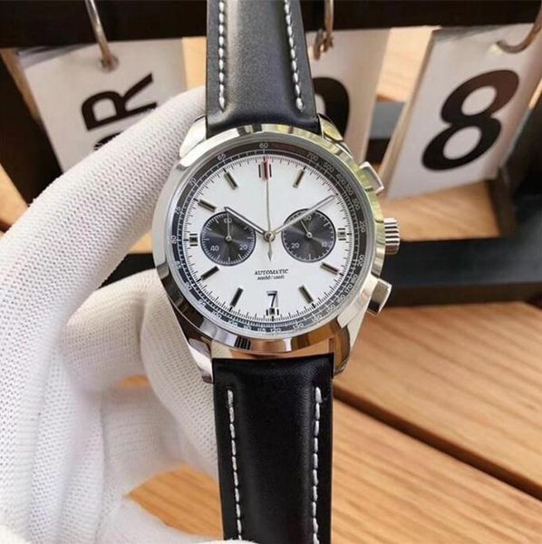 43mm men quartz pilots watch chronograph black blue leather strap sapphire crystal waterproof, Slivery;brown
43mm men quartz pilots watch chronograph black blue leather strap sapphire crystal waterproof, Slivery;brown