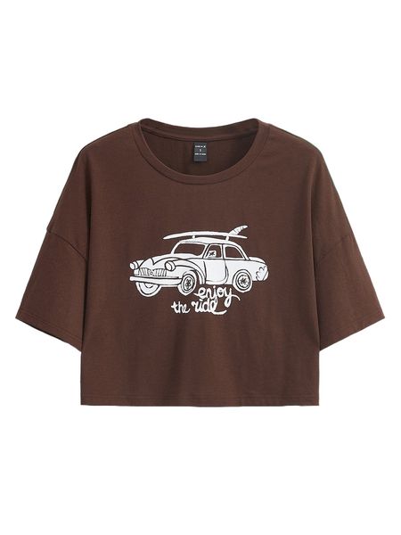 x elena grib letter & car print drop shoulder tee p5lw#, White
x elena grib letter & car print drop shoulder tee p5lw#, White