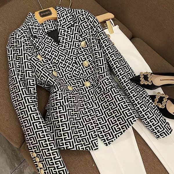 b111 women's designer blazers clothing tide brand high-quality retro fashion presbyopic maze series suit jacket lion double-breasted sl, White;black
b111 women's designer blazers clothing tide brand high-quality retro fashion presbyopic maze series suit jacket lion double-breasted sl, White;black