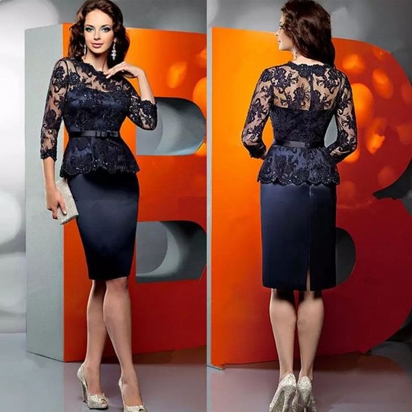 elegant long sleeves satin mermaid mother of the bride dresses 2022 lace applique peplum beaded knee length formal party mother dresses, Black;red
elegant long sleeves satin mermaid mother of the bride dresses 2022 lace applique peplum beaded knee length formal party mother dresses, Black;red