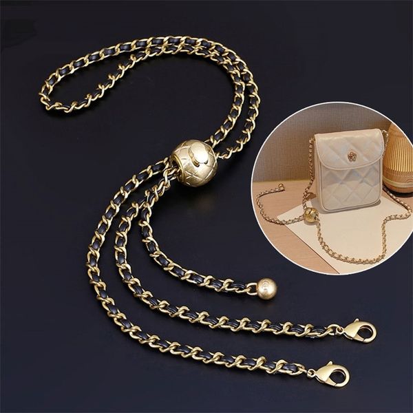leather handle bag strap rhombus bag gold bead ball chain adjustable crossbody portable pearl shoulder strap purse accessories 220713, Black
leather handle bag strap rhombus bag gold bead ball chain adjustable crossbody portable pearl shoulder strap purse accessories 220713, Black