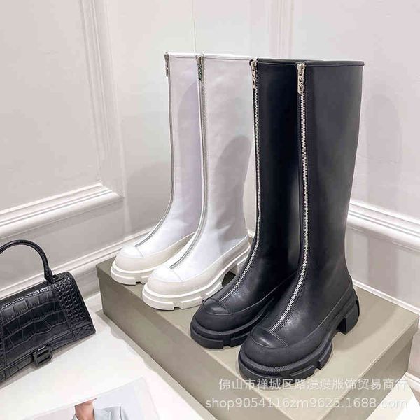 boots long boots white knight high barrel martin winter thick bottom front zipper women's knee thin, Black
boots long boots white knight high barrel martin winter thick bottom front zipper women's knee thin, Black
