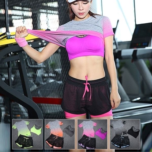 albreda women yoga sport suit bra set 3 piece female shortsleeved summer sportswear running fitness training clothing y200328, Gray
albreda women yoga sport suit bra set 3 piece female shortsleeved summer sportswear running fitness training clothing y200328, Gray