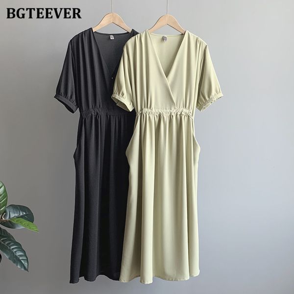 casual simple v-neck women solid mid-length dress short sleeve lace-up slim waist female a-line dress 2021 summer, Black;gray
casual simple v-neck women solid mid-length dress short sleeve lace-up slim waist female a-line dress 2021 summer, Black;gray