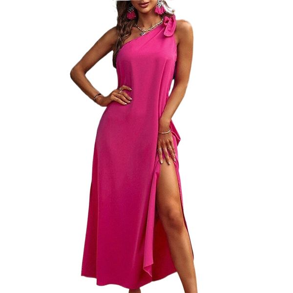 women's shift dress maxi long dress blue black fuchsia sleeveless pure color backless split spring summer one shoulder elegant vacation, Black;gray
women's shift dress maxi long dress blue black fuchsia sleeveless pure color backless split spring summer one shoulder elegant vacation, Black;gray
