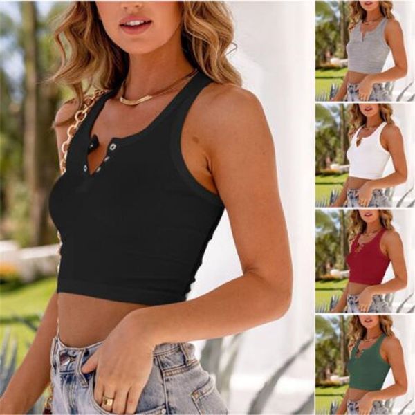 fashion womens t-shirt sleeveless summer ladies tanks & camis sports outdoor midriff buttons size xs-xl, White
fashion womens t-shirt sleeveless summer ladies tanks & camis sports outdoor midriff buttons size xs-xl, White