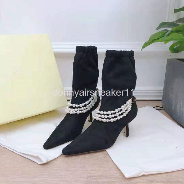 boots high end autumn and winter color matching short boots pearl single martin women's pointed fashion, Black
boots high end autumn and winter color matching short boots pearl single martin women's pointed fashion, Black