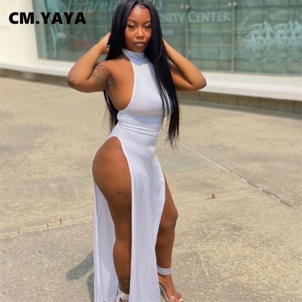 cm.yaya women long dress solid sleeveless half high collar backless stretchy splited maxi dresses fashion outfit summer 220516, Black;gray
cm.yaya women long dress solid sleeveless half high collar backless stretchy splited maxi dresses fashion outfit summer 220516, Black;gray
