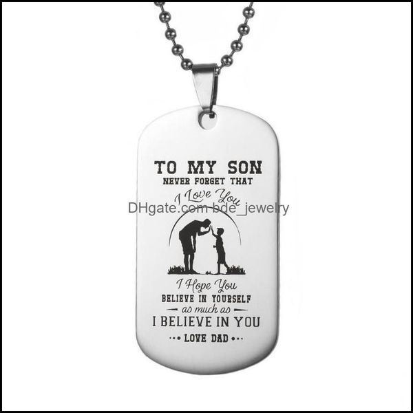 pendant necklaces stainless steel tag necklace to my son letter military artifact trend jewelry accessories drop delivery 2 bdejewelry dhqzg, Silver
pendant necklaces stainless steel tag necklace to my son letter military artifact trend jewelry accessories drop delivery 2 bdejewelry dhqzg, Silver