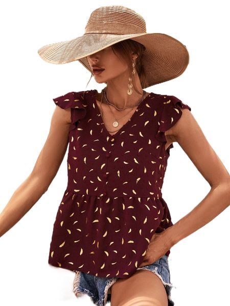 allover print swiss dot peplum blouse o0lj#, White