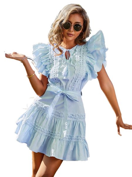 eilly bazar guipure lace trim butterfly sleeve zip back dress t71a#, Black;gray
eilly bazar guipure lace trim butterfly sleeve zip back dress t71a#, Black;gray
