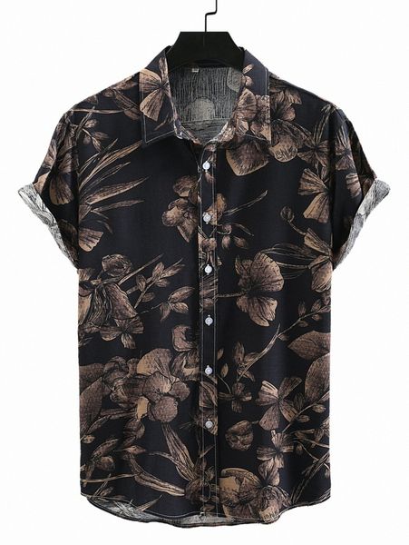 men random floral print shirt l5sa#, White;black
men random floral print shirt l5sa#, White;black
