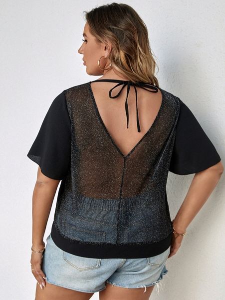 plus tie back butterfly sleeve blouse w0zm#, Black
plus tie back butterfly sleeve blouse w0zm#, Black