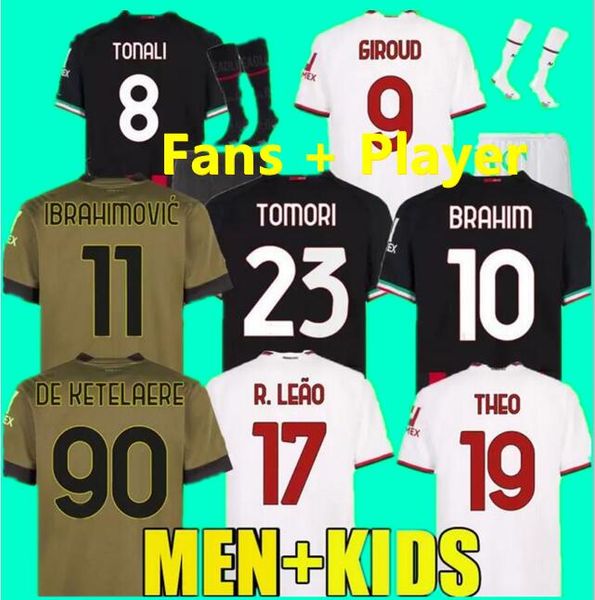ac ibrahimovic 22 23 soccer jersey milans giroud r. leao bennacer kessie romagnoli calhanoglu tonali rebic 2022 2023 football shirt maillot, Black;yellow
ac ibrahimovic 22 23 soccer jersey milans giroud r. leao bennacer kessie romagnoli calhanoglu tonali rebic 2022 2023 football shirt maillot, Black;yellow