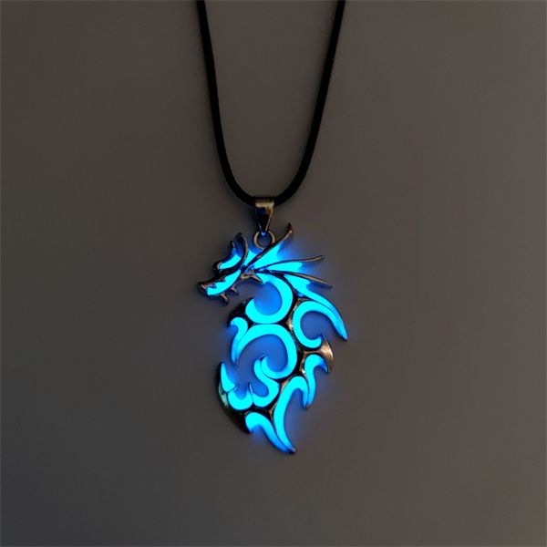new fashion trendy men's domineering luminous flame dragon necklace student handsome transfer dark glow pendant necklace ab752, Silver
new fashion trendy men's domineering luminous flame dragon necklace student handsome transfer dark glow pendant necklace ab752, Silver
