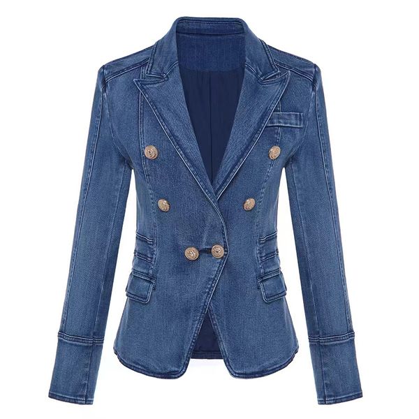 t053 womens suits & blazers tide brand high-quality retro fashion designer washed jean slim women coats suit jacket lion double-breasted sli, White;black
t053 womens suits & blazers tide brand high-quality retro fashion designer washed jean slim women coats suit jacket lion double-breasted sli, White;black