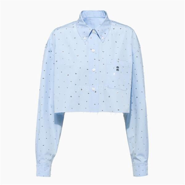 women vintage cotton short designer shirts blouse with diamant 2022 girls milan runway high end custom poplin designer shirt long sleeve pu, White
women vintage cotton short designer shirts blouse with diamant 2022 girls milan runway high end custom poplin designer shirt long sleeve pu, White