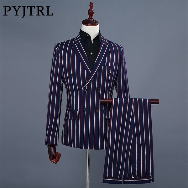 pyjtrl brand men's fashion blue stripe blazer pants two piece groomsmen wedding suit mens suits latest coat pant designs t200319, White;black
pyjtrl brand men's fashion blue stripe blazer pants two piece groomsmen wedding suit mens suits latest coat pant designs t200319, White;black