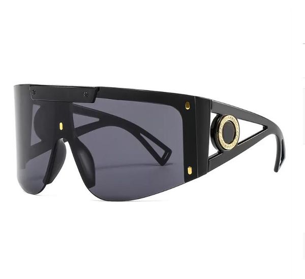 new all-in-one hollow large frame one-piece sunglasses for women in europe and the united states, White;black